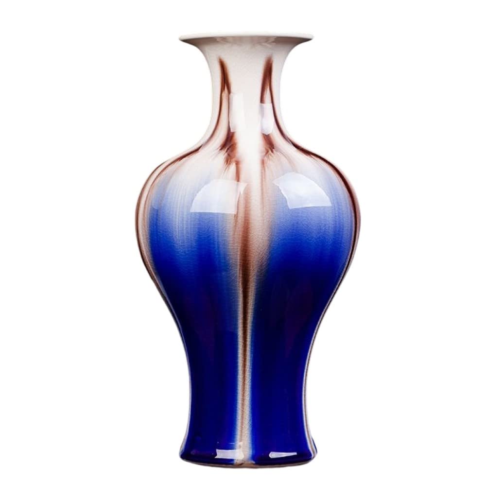 Vase en porcelaine de Jingdezhen fait main, glaçage craquelé 32cm