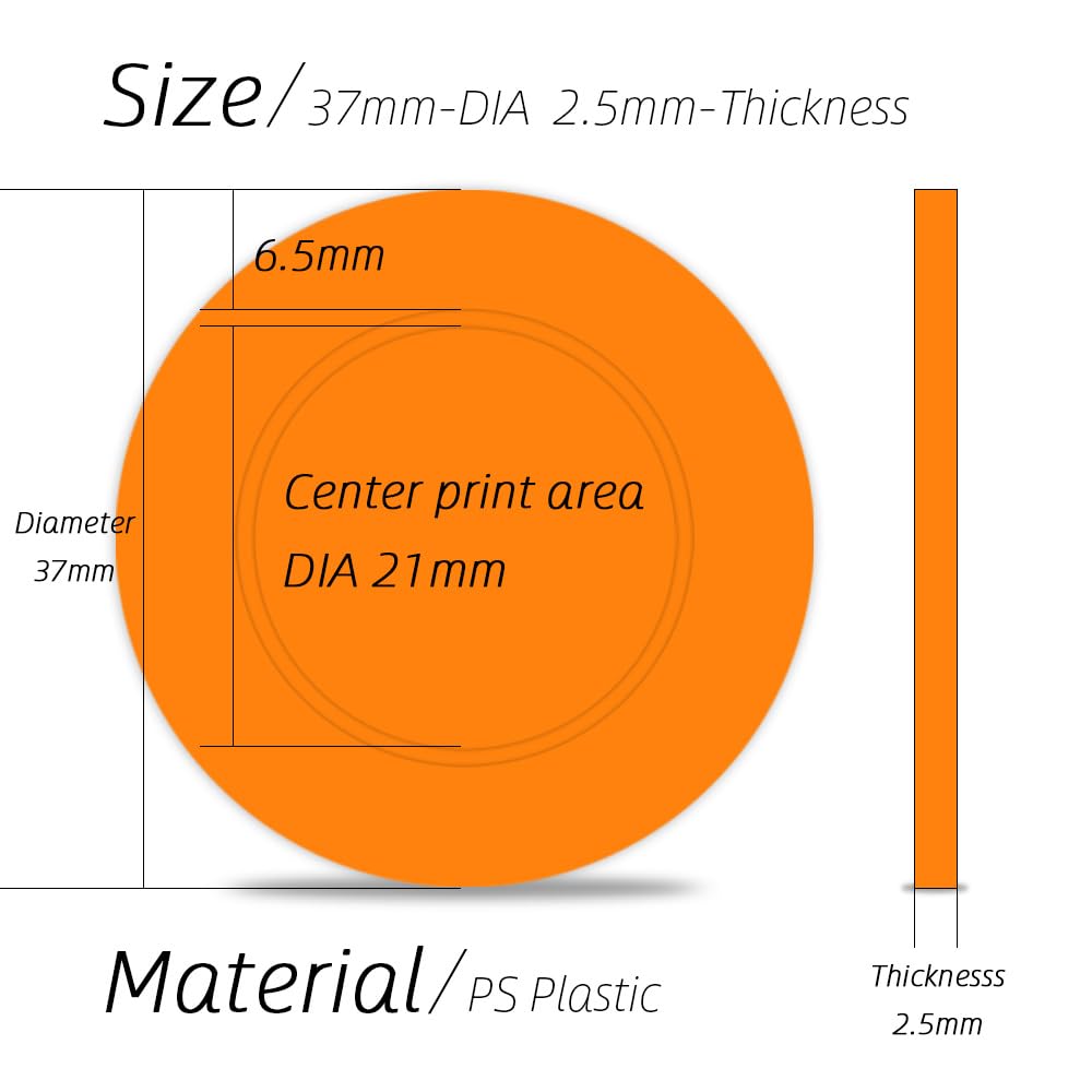 MARRILYTON 100PCS 37mm Custom Plastic Poker Chips, Personalized Image and Text, Double Sided Full-Color Printing, Token for Board Game, Late Night Poker Game (Orange)