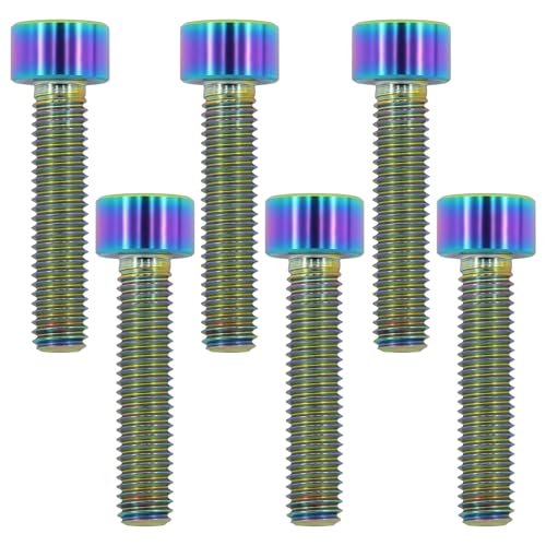Image of Titanium Bolts M5x25, Colorful, 6PC | Lightweight Hex Socket Screws, MTB /Road Bike /Motorcycle, Corrosion Resistant, Marine Grade Fasteners