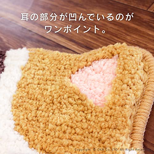 オカ(OKA) 洗えるラグマット ファンディット アニマル 約43cm×55cm みけねこ (かわいい 動物 ダイカット ペット) [3]