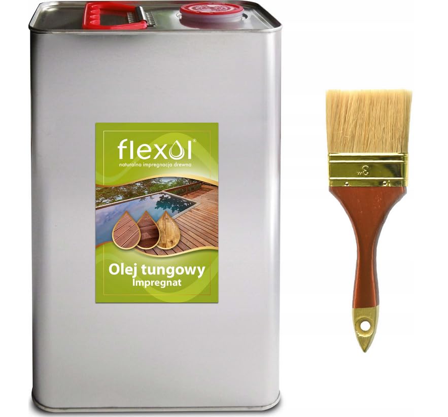 Olio tung per legno impregnante naturale con olio di tung 5L Flexol con pennello gratuito