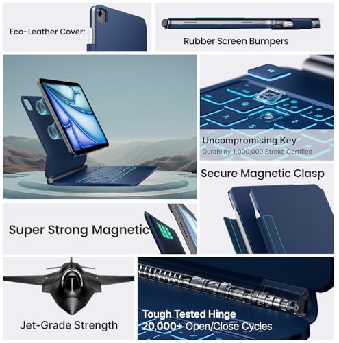 Image of typecase Edge Keyboard Case for iPad Air 11-inch(M4 /M3 /M2, 2026 /2025 /2024), iPad Pro 11 inch (4th /3rd /2nd /1st Gen) & iPad Air 10.9 inch 5 /4th Gen, Multi-Touch Trackpad, 11-Color Backlight, Pacific Blue