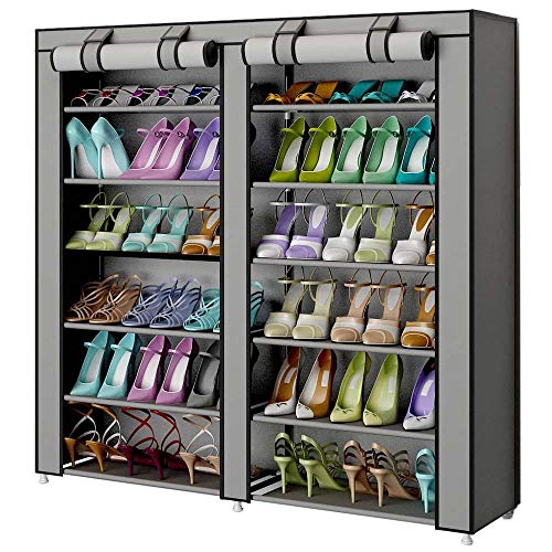 BAKAJI Scarpiera Armadio Salvaspazio 7 Ripiani 115x30x110cm Fino a 36 Paia Di Scarpe Struttura...