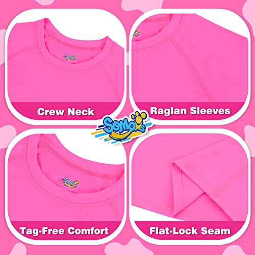 Girls Rash Guard Neon Pink Swim Shirt Long Sleeve for Toddler Kids 9-10Y Rashguard Water Swimwear UPF+ 50 Swimming Shirt2