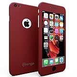 Mengo SlimFit 360 [Ultra-Thin] Case for iPhone 6/6S PLUS With Tempered Glass Screen Protector - Red (Will ONLY fit 6/6S PLUS)