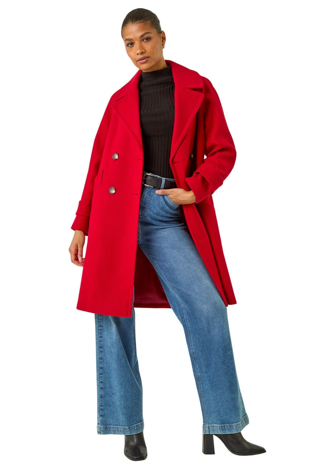 Roman Women's Red Quilted Premium Buttoned Coat In Size 18