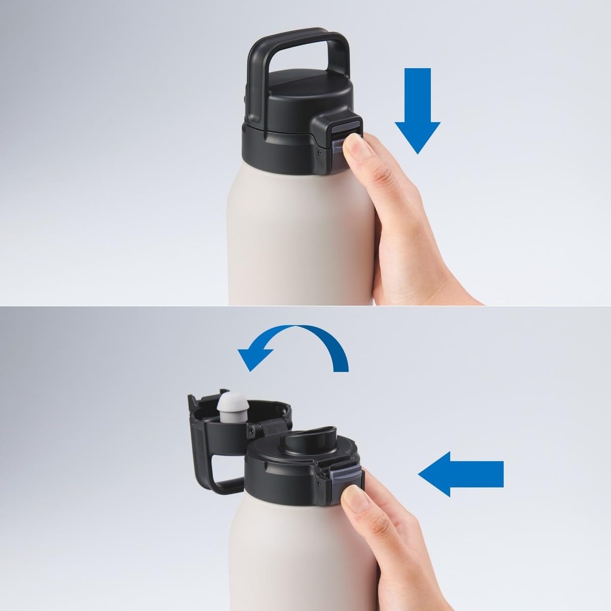 Bouteille isotherme Tiger MTA-B 1.0 L Active One-Push, grande capacité, légère avec poignée, ouverture one-push, sans BPA, conservation froid 24h, conçue au Japon, couleur pierre noire