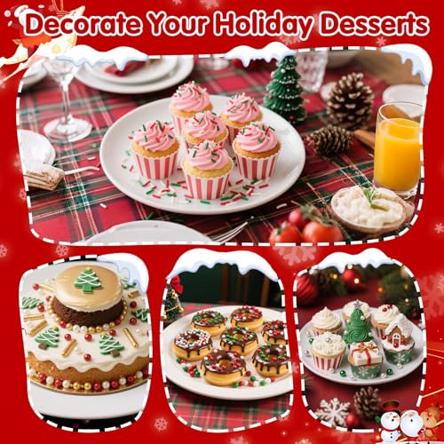 Image of Edible Christmas Jimmies Sprinkles,Red Green White Sprinkle for Cake,130g