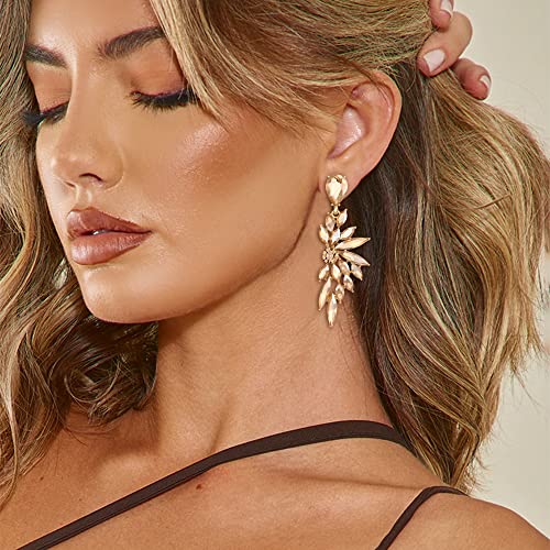 BriLove Women's Wedding Bridal Crystal Teardrop Multi Marquise Cluster Bling Dangle Earrings2