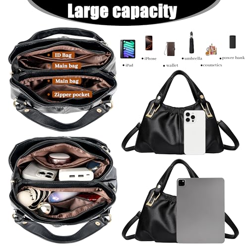 Large wrinkled Cross body Tote Bag Top Handle Bag For Women Travel Shoulder Bag4