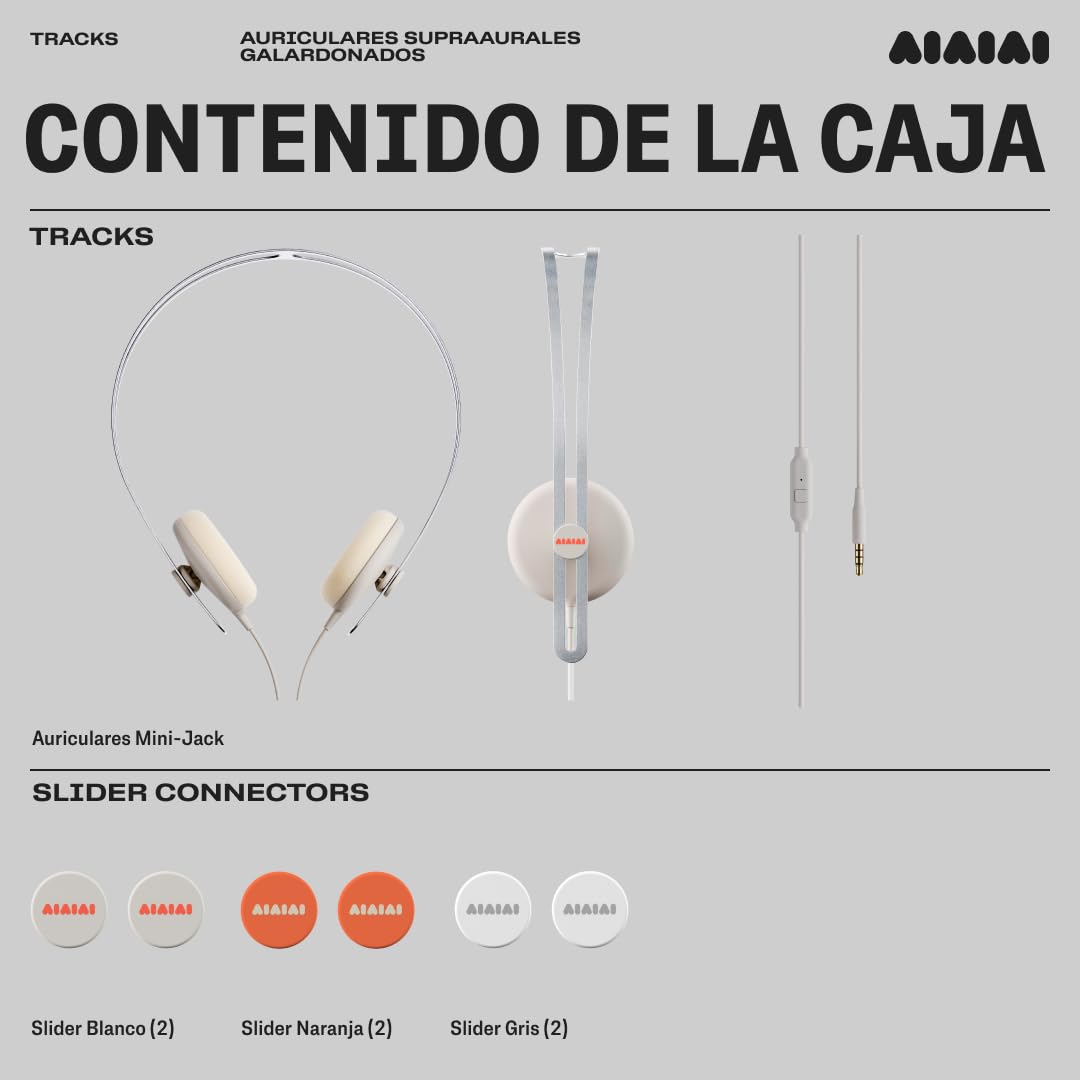 Aiaiai Tracks - Auriculares supraaurales galardonados con Conector Mini Jack de 3,5 mm, Sonido de Espectro Completo, Mando de un botón con micrófono y Diadema de Aluminio