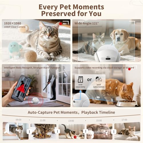Image of 1080P Moving Pet Robot Camera, Smart Home Security Robot with Auto Tracking, Night Vision, 2-Way Audio, Auto-Recharge, Motion Alerts, App Control for Pet, Baby & Elderly Care