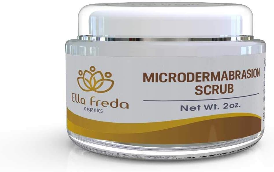 Ella Freda Organics Microdermabrasion Scrub, Exfoliating Facial Scrub, Minimizes Wrinkles And Blackheads, Improves Acne Scars, Skin Texture And Unblocks Pores. 2Oz