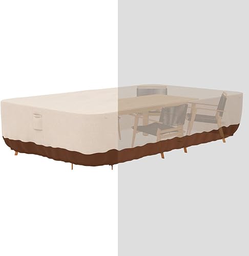 Juego de funda de comedor para exteriores de 110 x 84 x 28 pulgadas, 600D resistente, para muebles de patio, grande, impermeable y resistente a la