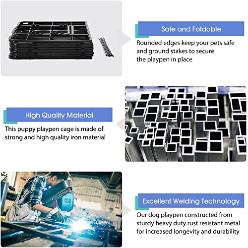 Image of BestPet | Dog Playpen | 32 Inch, 32 Panels | Heavy Duty Metal Pet Exercise Pen | Indoor Outdoor Fence Panels | Rust-Resistant, Removable, Tool-Free Setup | Anti-Skid, Expandable Design