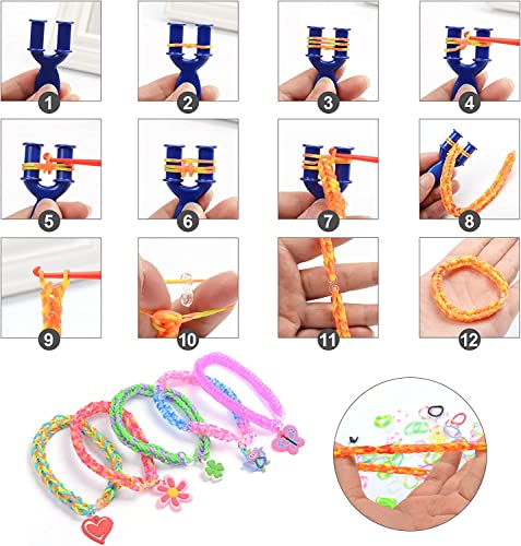 TONZACK 40 Kit Braccialetti Elastici a Griglia,Più Di 2800 Pezzi Braccialetti Colorati,Regali Di Natale Per Bambini Premium Fai-Da-Te,Con Vari Accessori Perline e Telai,In 32 Colori