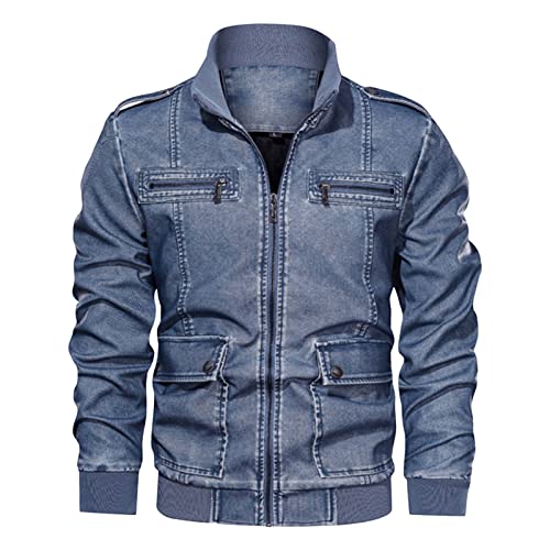 Veste rétro délavée homme en cuir PU aux finitions soignées