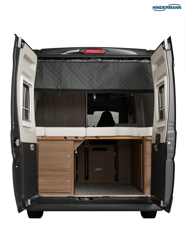HINDERMANN Organizer Heck Unit + für FIAT Ducato Typ 290 ab 2014, Aufbewahrungssystem für Hecktüren, Schwarz, mit Magnetfixierung, 0,75 kg