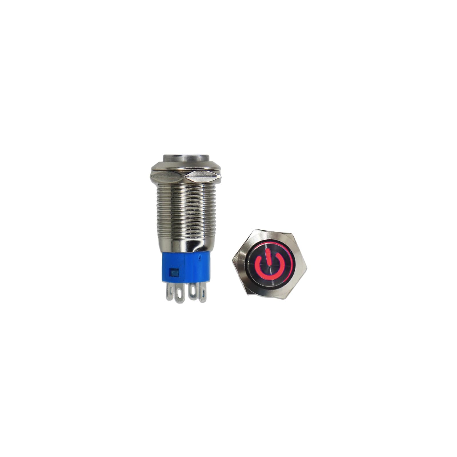 Electronic Spices 12 mm 12-24V Ring Light Self Locking Push Button Metal Switch with Red Indicator-picture-24
