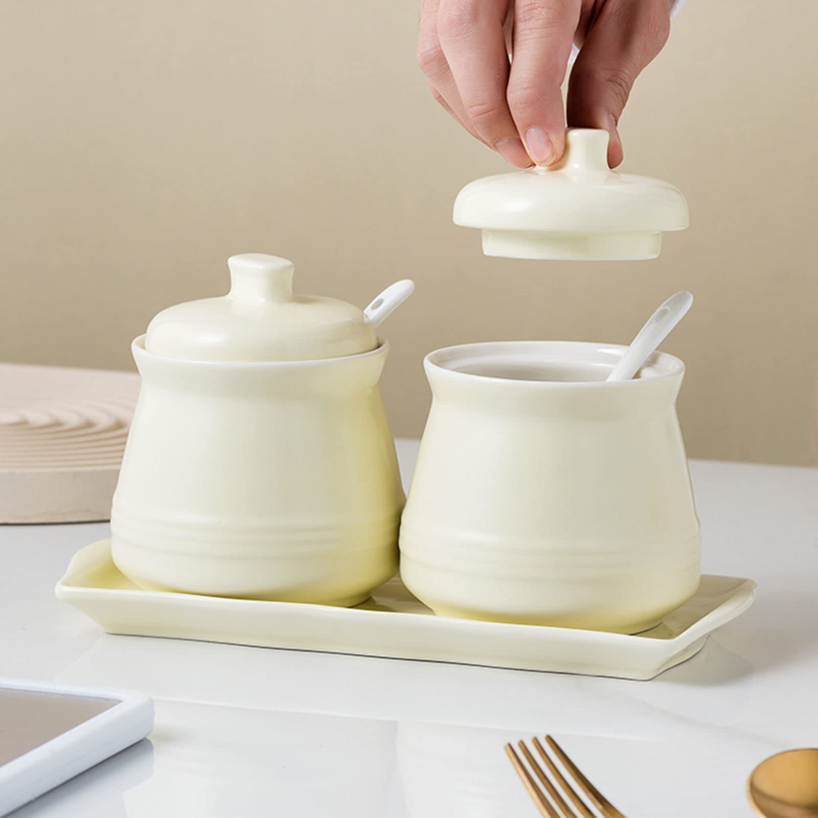 Tarro de especias de porcelana, azucarero, azucarero con tapa, bote de condimento for sal de azúcar, tarro de almacenamiento de azúcar, azucarero, recipiente de azúcar, tarro de especias, azucarero ve