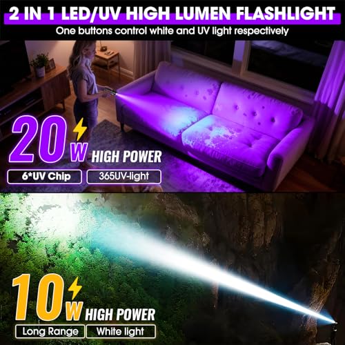 iToncs 30W High Lumens UV Flashlight with 365nm Black Light and White - image 2