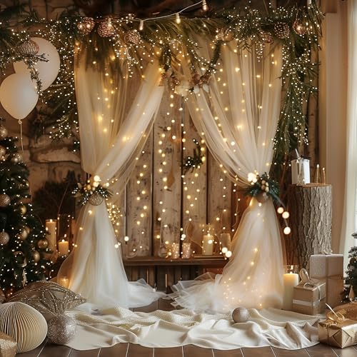 Cortinas de tul con luces 20FT x 8FT 4 paneles miniatura 6