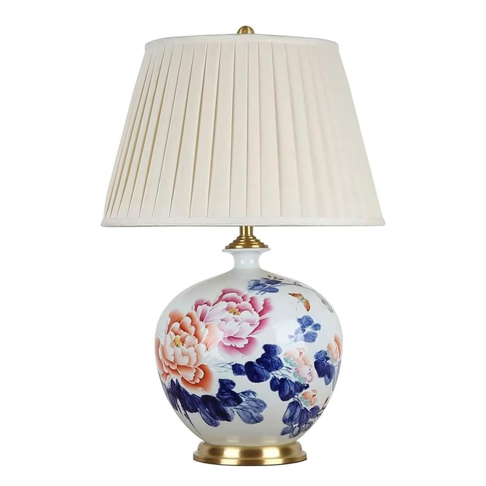SANBDDLYY Hand-Painted Chinese Ceramic Table Lamp - Elegant Vase Design for Bedroom, Living Room, and Study E26 Indoor Lighting