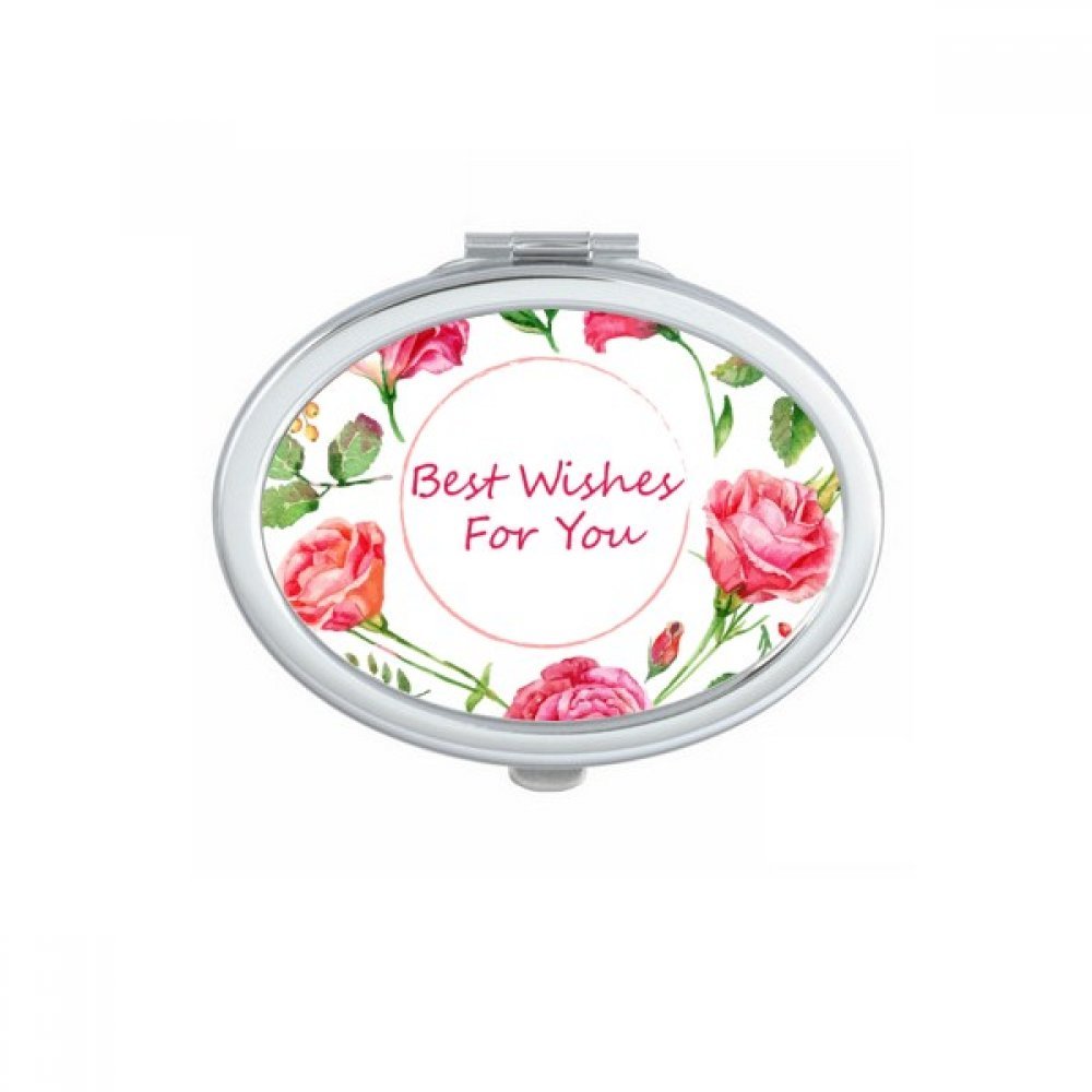 Miroir de main portable motif fleurs roses rouges petit miroir ovale
