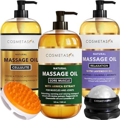 Cosmetasa Body Massage Oil Therapy Kit – Arnica & Lavender Oil fo...