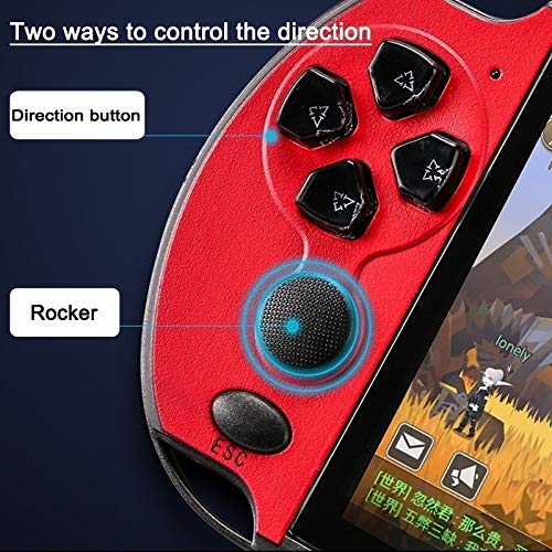 5.1'' in Retro Handheld PS4 Game Console Portable Video Game Built-in 10000 Games 16G (Red) - Thumbnail 5