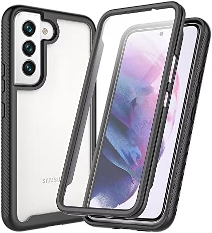 Samsung Galaxy S22 Case Built-in Screen Protector 360 Degree Full Body Shockproof Protection Cover Bumper Transparent Back Phone Case Shockproof Slim Fit Cover for Samsung Galaxy S22 Black