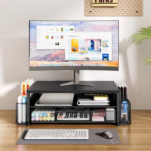 Image of OPNICE Desk Organizers and Accessories, Computer Monitor Stand Riser with Drawer and 2 Pen Holders, Printer & Laptop Stand, Office Desk Accessories & Workspace Organizers for Home Office Supplies