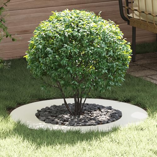 Qnhdfrt Weißer Metall Pflanzkübel Rund 80 cm Durchmesser für Garten Balkon und Wohnzimmer mit Dekorativen Einlagen Fleckenresistent Modernes Design Großes Fassungsvermögen bis 100 Liter