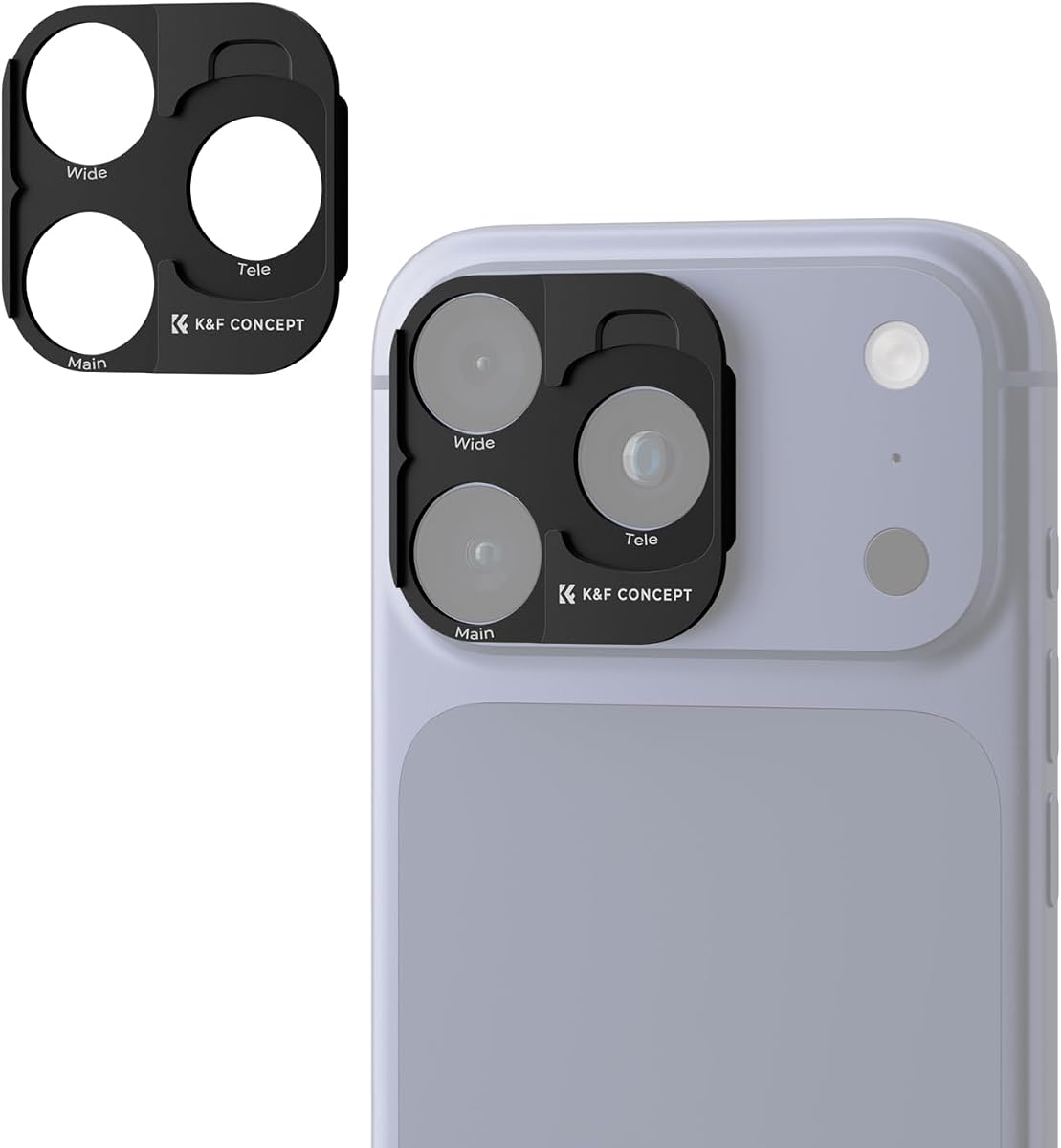 Base adaptadora de filtro para teléfono K&F CONCEPT | Base de filtro magnético para iPhone 17/16/15 Pro y Pro Max. Se adapta a filtros Pocket 4/3 y diseños de estuche abierto - Negro