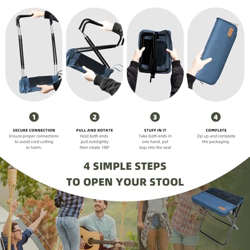 Image of 16-Inch Extra Tall Folding Camping Stool with 3 Storage Pockets