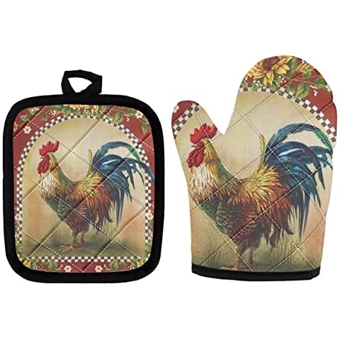 Upetstory Farm Rooster Oven Mitts Set Cover