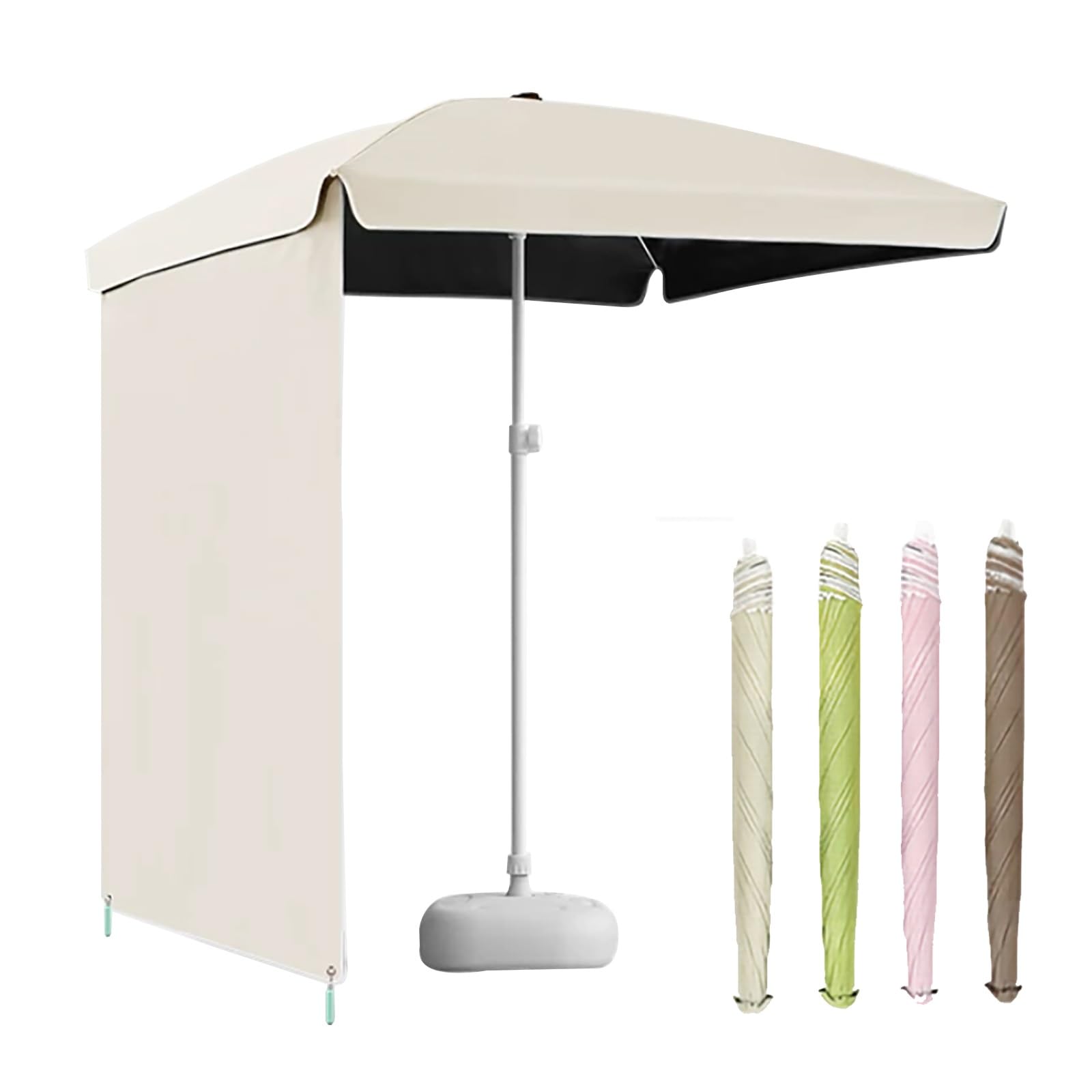 Aenmezen Foldable Garden Umbrella with Side Curtain, Outdoor Square Umbrella with Water-Filled Base, Waterproof UV Protection, for Beach, Pool, Backyard