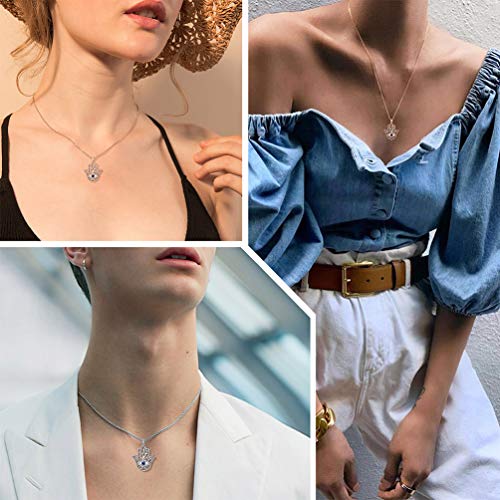 Evil Eye Necklace Evil Eye Hamsa Hand of Fatima Necklace 925 Sterling Silver Fine Jewelry Gifts for Womens White Blue CZ Third Eye Stud Earrings Turkish Eye Ring Hamsa Hand Jewelry Set Gifts Valentine Day Chrismtas Gifts2