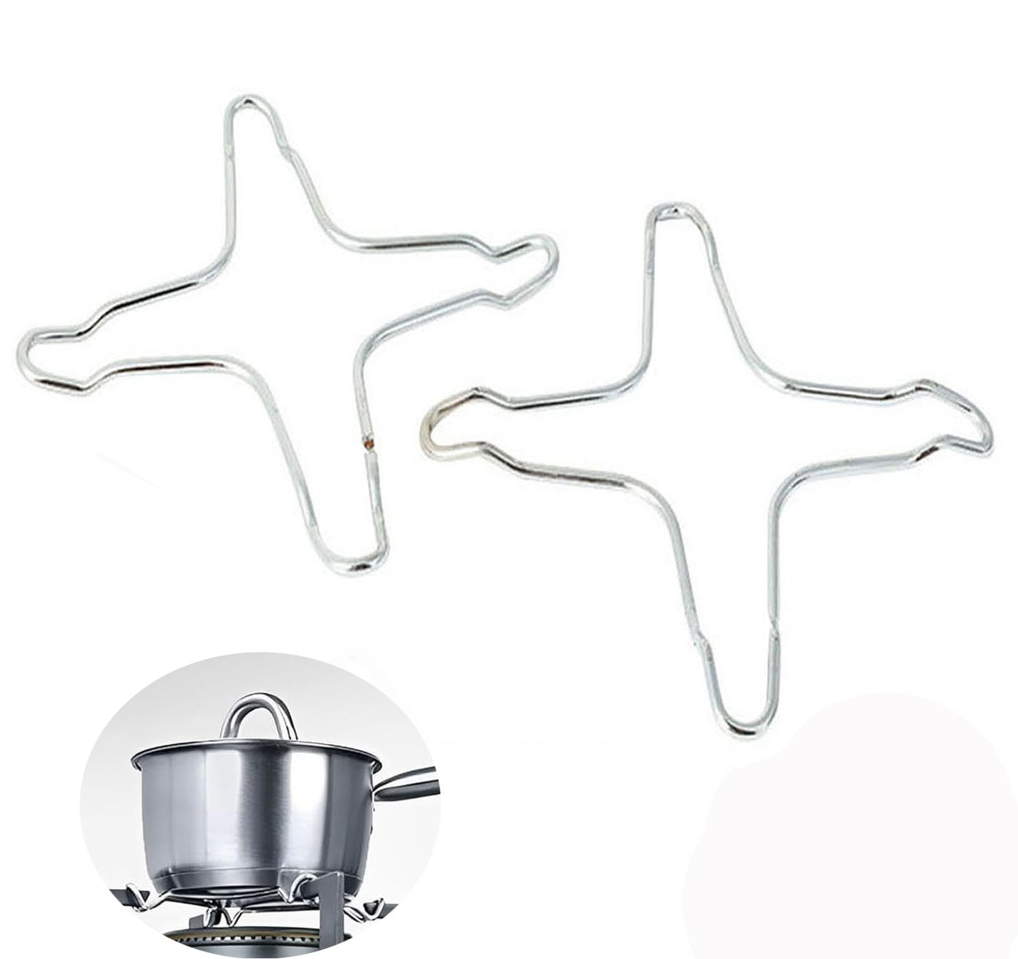 Wxinsheng Silver 2Pcs Stainless Steel Gas Hob Ring Reducer Pan Support Trivet Heat-Resistant Wok Stand,Stove Top Grate Stabiliser For Coffee Maker Pot,Gas Cooker Hob Accessories