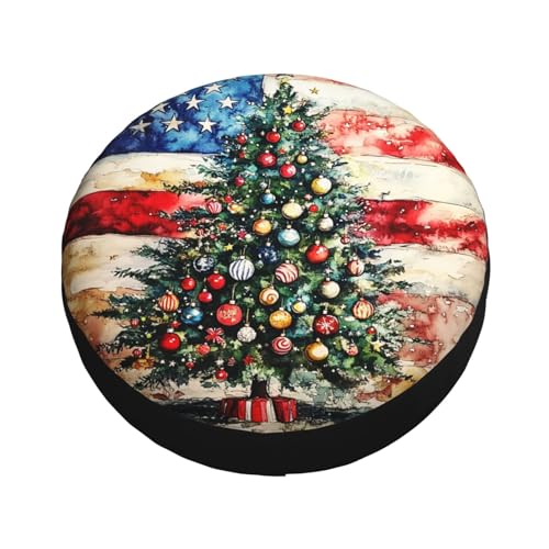 Image of Christmas Tree Spare Tire Cover Winter Weatherproof Universal Wheel Protectors Christmas New Year Wheel Covers for Rv Camper Travel Trailer SUV Truck 14 Inch Holiday Xmas Decor
