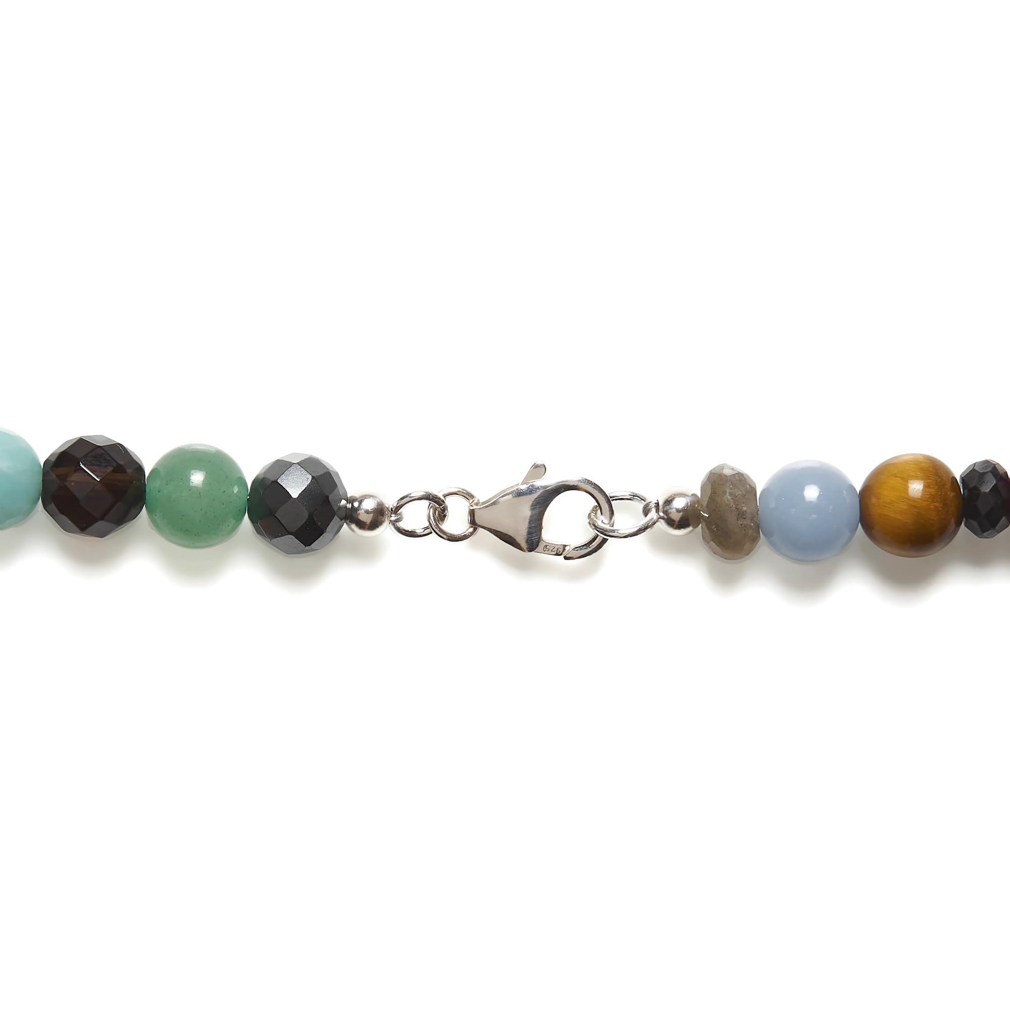 Bunte Edelstein Kette 60cm 925 Silber Halskette