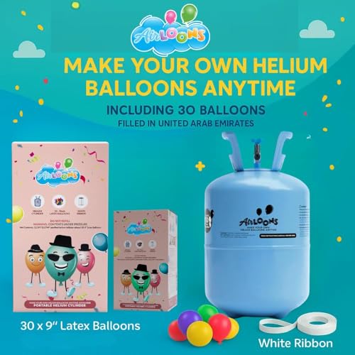 Airloons Purified Helium Tank - Inflate up to 30 Latex Balloons | 7 cu. ft. Helium Tank for Balloons at Home | Balloon Pump Kit for Birthday Decorations, Valentine's Day Home Decorations - Image 3