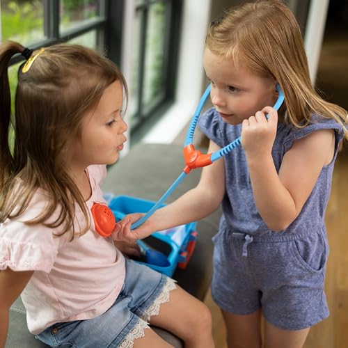 Image of Fat Brain Toys Pretendables Doctor Playset, Pretend Play Toys, Kids Doctor Play Set with Storage for Ages 3+ | Built-in storage. Stethoscope with heartbeat sounds. Light-up X-ray panel. Imaginative play, role-play. Kids, ages 3 and up.