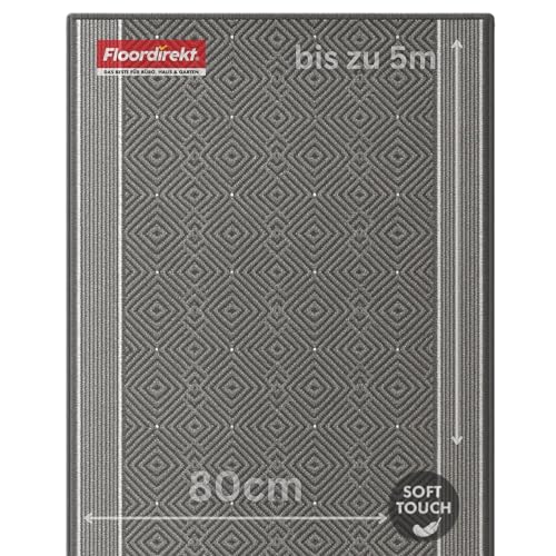 KARAT Premium Teppichläufer mit Muster - 80 x 250 cm, Silber - Modernes Rauten-Design - Teppich - Läufer für Küche, Flur & Wohnraum - Flurläufer Küchenläufer Flurteppich (Olymp)