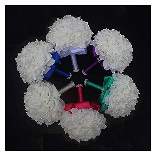 Ramo de boda romántico artesanal color marfil 18 cm miniatura 5