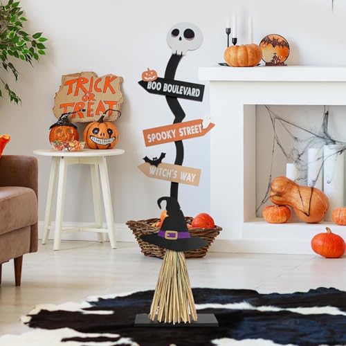 Accessoires en bois effrayants pour décoration de balai de sorcière
