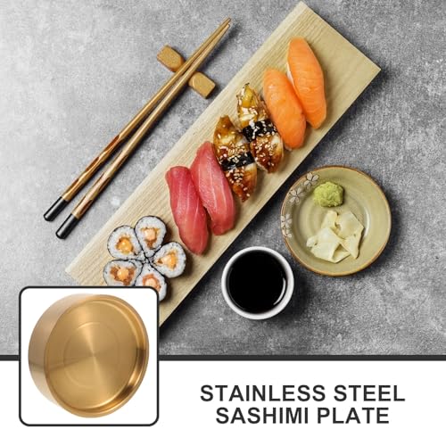 Plato japonés Sashimi acero inoxidable 22 cm color dorado miniatura 7