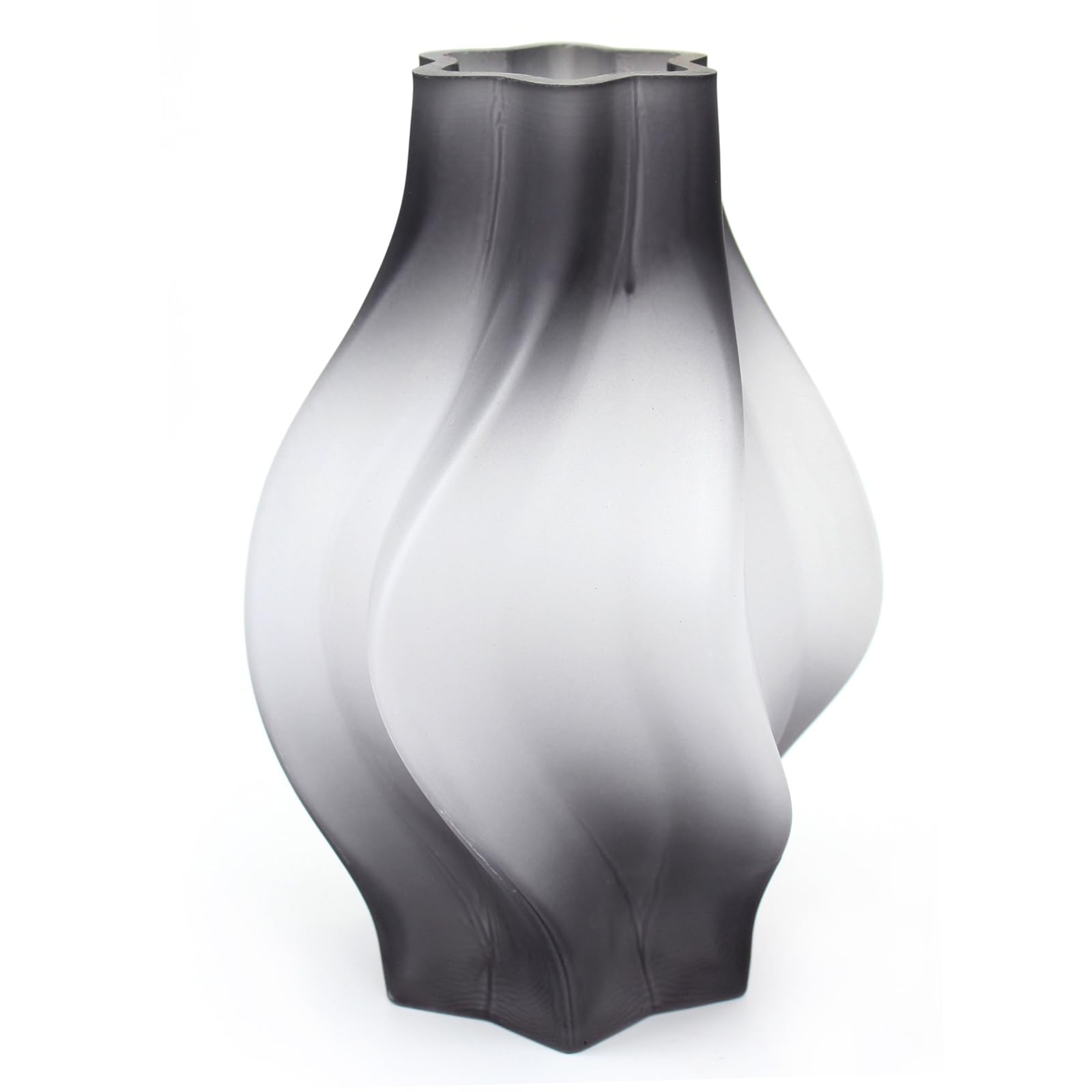 Serdic Gray Gradient Glass Decorative Vase for Home Decor, Modern Hexagonal Flower Vase for Living Room, Bedroom, Dinner Table, Wedding Decorations