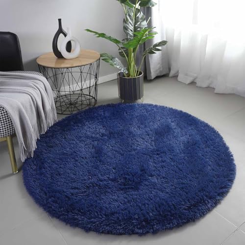 Image of Vintage Threads (Blue 2x2 Ft Shaggy Carpet for Living Room & Bedroom | Ultra Soft Plush Long Pile Rug | Thick Fluffy 3D Modern Floor Carpet | Cozy Luxury Home Decor Rug
