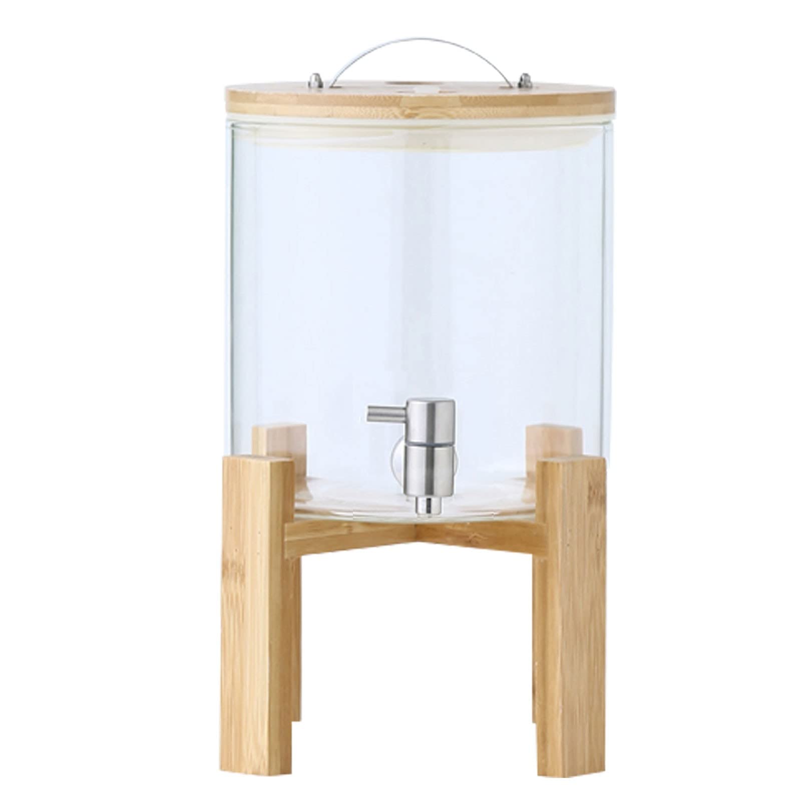 Dispensador de bebidas de vidrio con soporte y espiga para fiestas y eventos, ideal para vino, jugo, cerveza, ponche, té helado, rango de temperatura: -20 °C a 150 °C (capacidad de 8 litros)